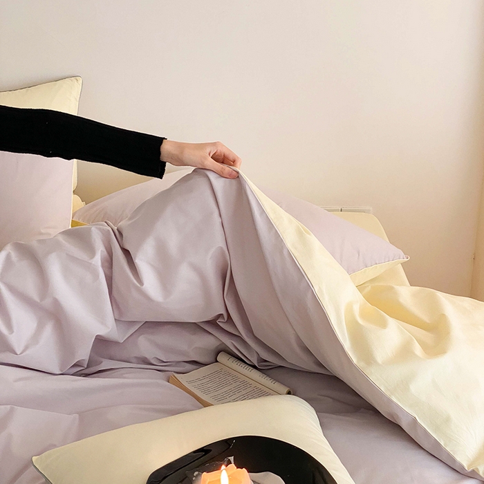 91家纺网 家纺一手货源 找家纺 时年 2023新款40支全棉水洗棉嵌绳款四件套--拍法二 云雾灰