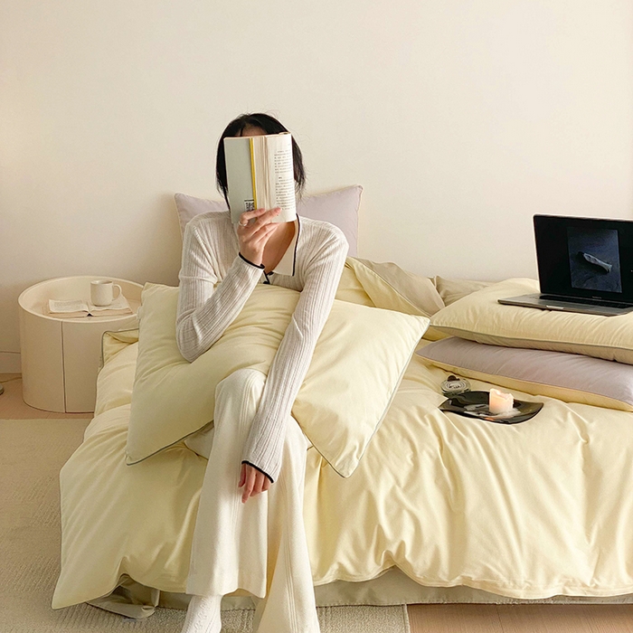 91家纺网 家纺一手货源 找家纺 （总）时年 2023新款40支全棉水洗棉嵌绳款四件套--拍法二