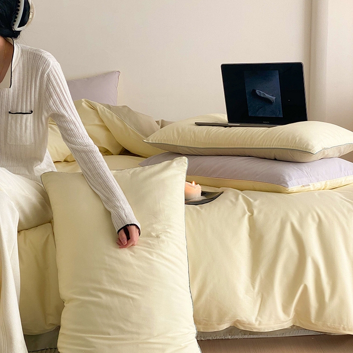 91家纺网 家纺一手货源 找家纺 （总）时年 2023新款40支全棉水洗棉嵌绳款四件套--拍法二