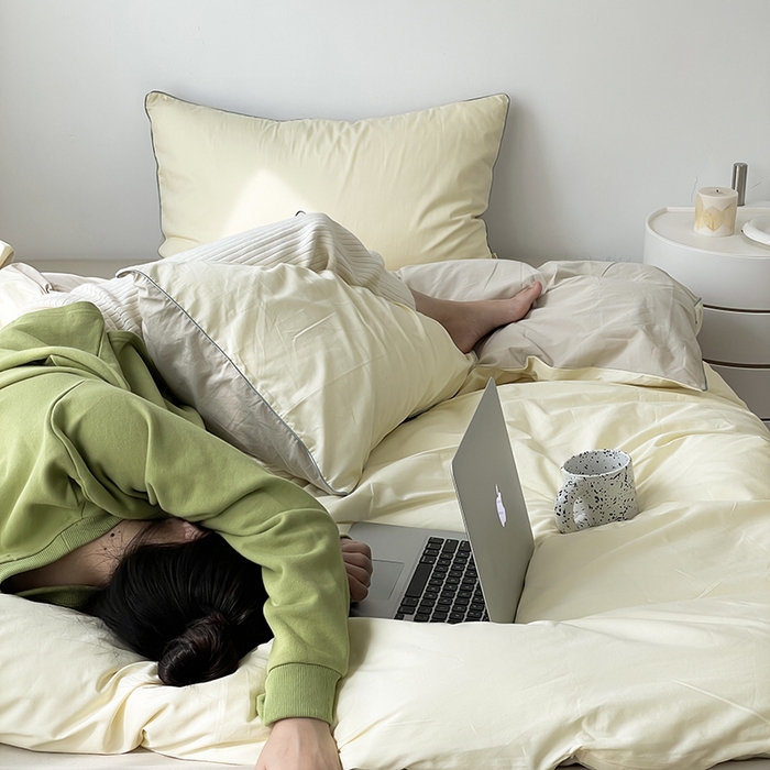 91家纺网 家纺一手货源 找家纺 （总）时年  2023新款40支全棉水洗棉嵌绳款四件套--拍法一