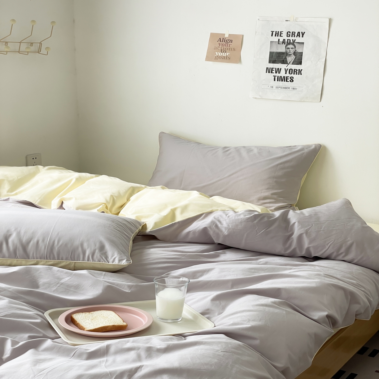 91家纺网 家纺一手货源 找家纺 时年  2023新款40支全棉水洗棉嵌绳款四件套--拍法一 云雾灰