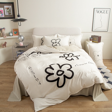 宏源2023新款大版数码印花糯糯棉四件套 花花世界