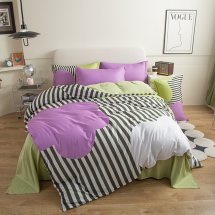 宏源2023新款大版数码印花糯糯棉四件套 三色花