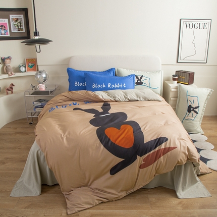 宏源2023新款大版数码印花糯糯棉四件套 兔小黑