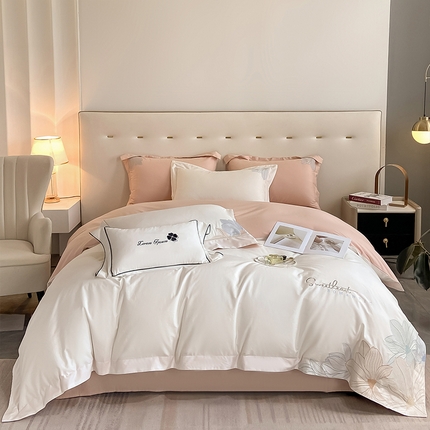 91家纺网 家纺一手货源 找家纺 （总） 理想家  2023新款13372全棉刺绣四件套-陌上花开