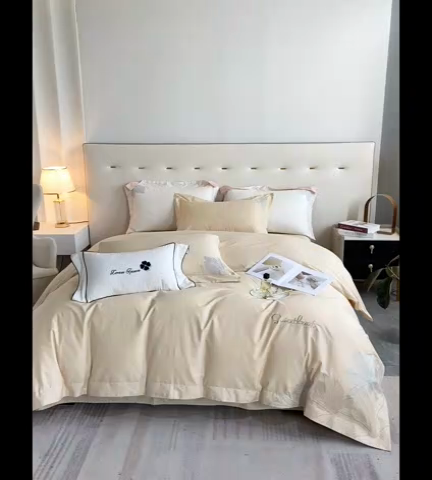 91家纺网 家纺一手货源 找家纺  理想家  2023新款13372全棉刺绣四件套-陌上花开 黄