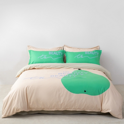 宏源 2023新款大版数码印花糯糯棉四件套 黑凤梨