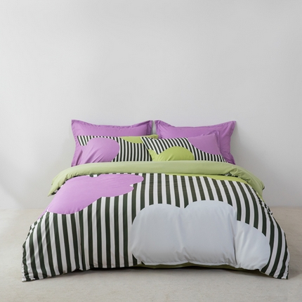 91家纺网 家纺一手货源 找家纺 宏源 2023新款大版数码印花糯糯棉四件套 三色花