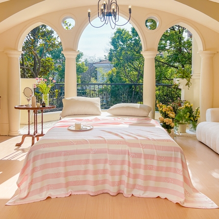 91家纺网 家纺一手货源 找家纺 （总）麻依2023新款竹纤维单层毛巾被盖毯夏凉被冷感毯竹纤维床单场景一