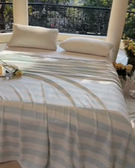 91家纺网 家纺一手货源 找家纺 麻依2023款竹纤维单层毛巾被盖毯夏凉被冷感毯竹纤维床单 初夏-天空蓝