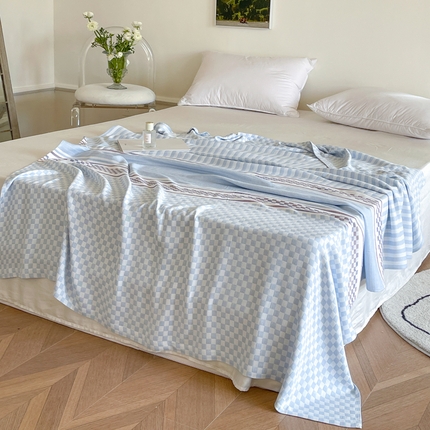 91家纺网 家纺一手货源 找家纺 （总）麻依2023新款竹纤维双层纱布毯毛巾被夏凉被针织冷感毯