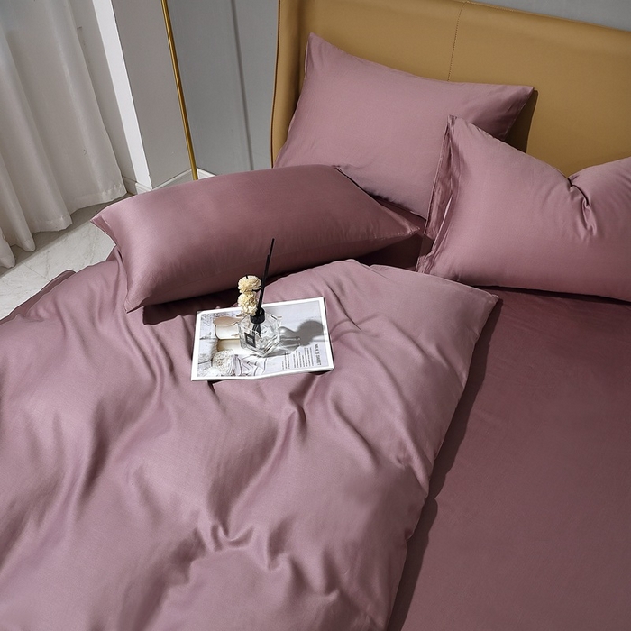 91家纺网 家纺一手货源 找家纺 晶缦家纺 2023新款纯棉50支双股贡缎长绒棉纯色多规格四件套 纯沐-帛咖色