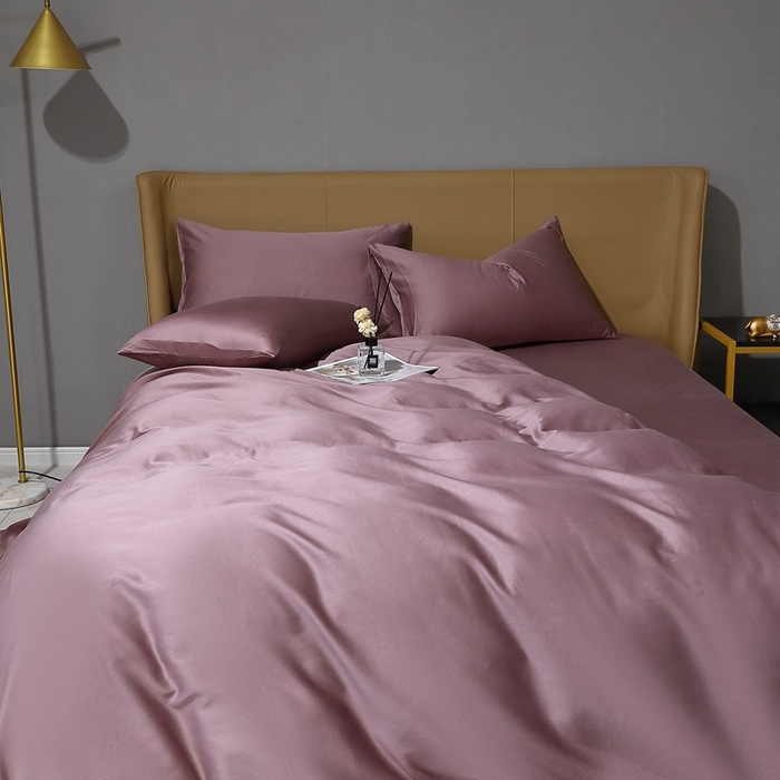 91家纺网 家纺一手货源 找家纺 晶缦家纺 2023新款纯棉50支双股贡缎长绒棉纯色多规格四件套 纯沐-帛咖色