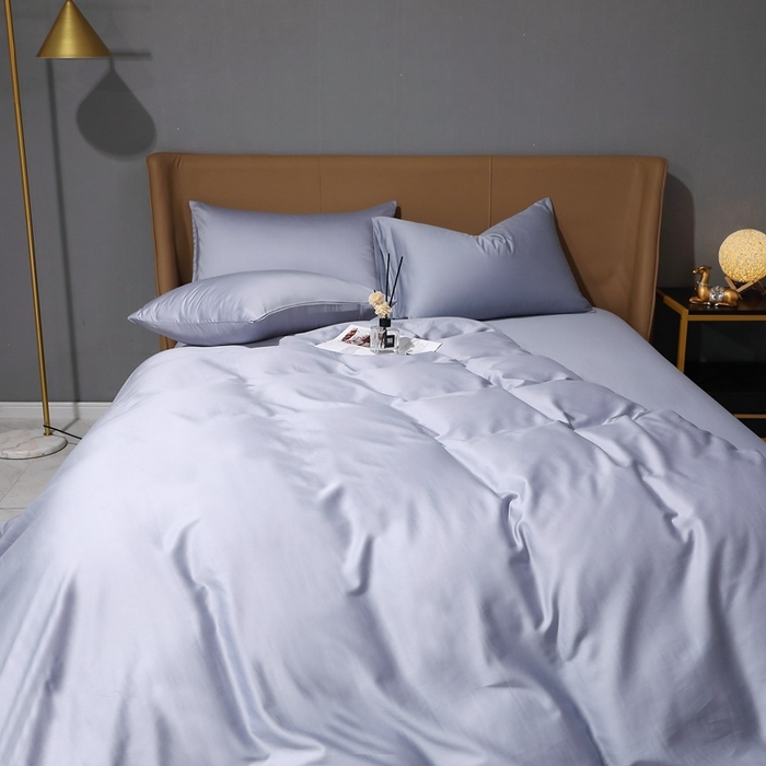 91家纺网 家纺一手货源 找家纺 晶缦家纺 2023新款纯棉50支双股贡缎长绒棉纯色多规格四件套 纯沐-绫兰灰