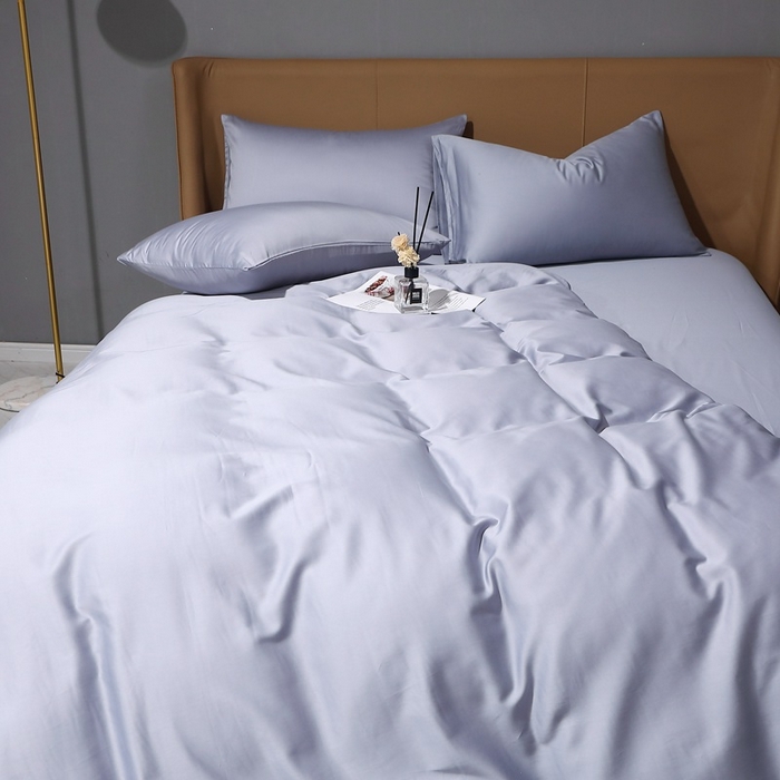 91家纺网 家纺一手货源 找家纺 晶缦家纺 2023新款纯棉50支双股贡缎长绒棉纯色多规格四件套 纯沐-绫兰灰