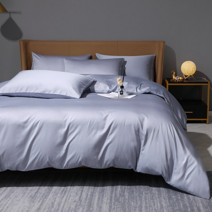 91家纺网 家纺一手货源 找家纺 晶缦家纺 2023新款纯棉50支双股贡缎长绒棉纯色多规格四件套 纯沐-绫兰灰