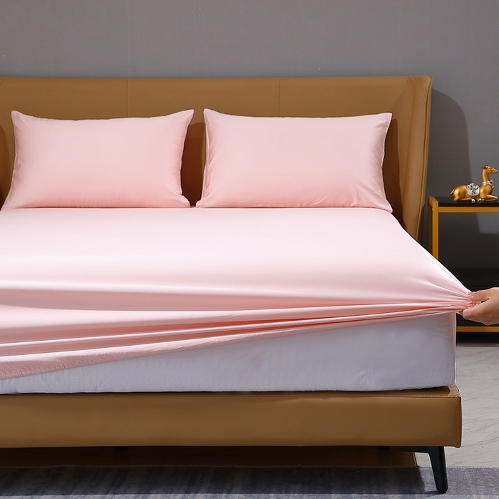 91家纺网 家纺一手货源 找家纺 晶缦家纺 2023新款纯棉50支双股贡缎长绒棉纯色多规格四件套 纯沐-浅粉玉