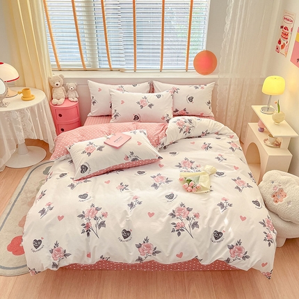 91家纺网 家纺一手货源 找家纺 莱登卡奴2023新款13372全棉田园小清新四件套 花季