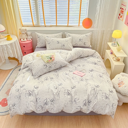 91家纺网 家纺一手货源 找家纺 莱登卡奴2023新款13372全棉田园小清新四件套 可夏