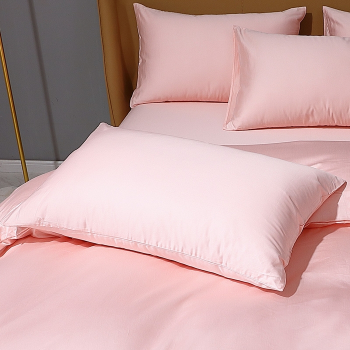 91家纺网 家纺一手货源 找家纺 晶缦 2023纯棉50支双股贡缎长绒棉纯色多规格单品枕套 纯沐-浅粉玉