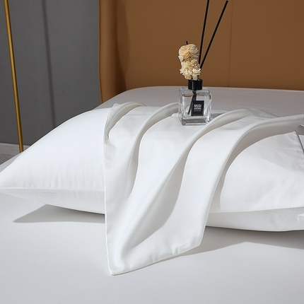 晶缦 2023纯棉50支双股贡缎长绒棉纯色多规格单品枕套 纯沐-绅士白