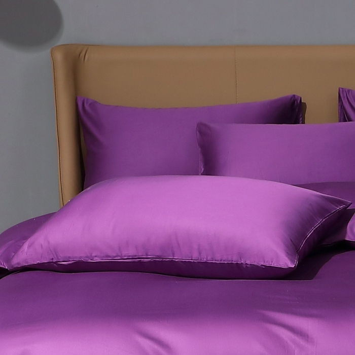 91家纺网 家纺一手货源 找家纺 晶缦 2023纯棉50支双股贡缎长绒棉纯色多规格单品枕套 纯沐-罗兰紫