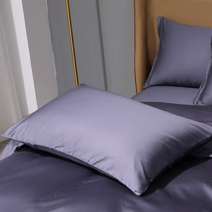 91家纺网 家纺一手货源 找家纺 晶缦 2023纯棉50支双股贡缎长绒棉纯色多规格单品枕套 纯沐-深度灰