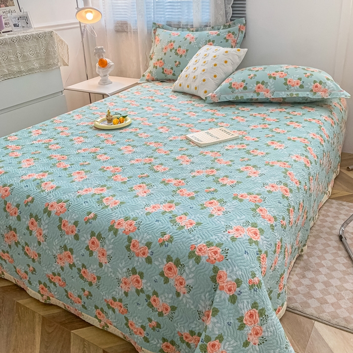 91家纺网 家纺一手货源 找家纺 沐纯家居2022新款AB版40S水洗印花全棉13372床盖  花海