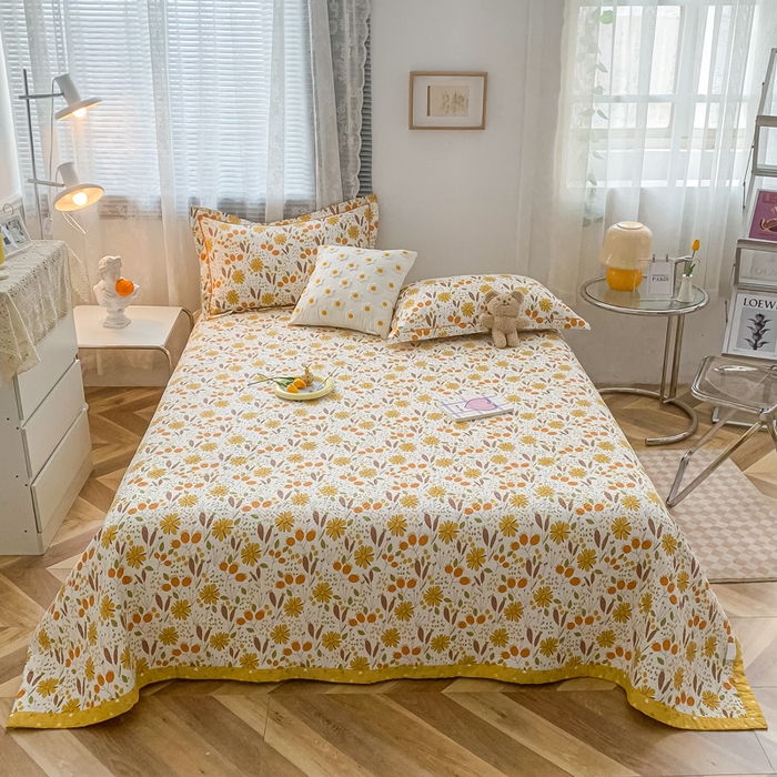 91家纺网 家纺一手货源 找家纺 沐纯家居2022新款AB版40S水洗印花全棉13372床盖  花溪