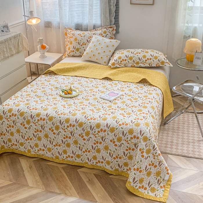 91家纺网 家纺一手货源 找家纺 沐纯家居2022新款AB版40S水洗印花全棉13372床盖  花溪