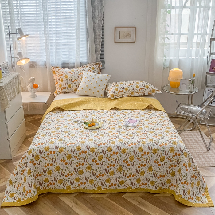 91家纺网 家纺一手货源 找家纺 沐纯家居2022新款AB版40S水洗印花全棉13372床盖  花溪