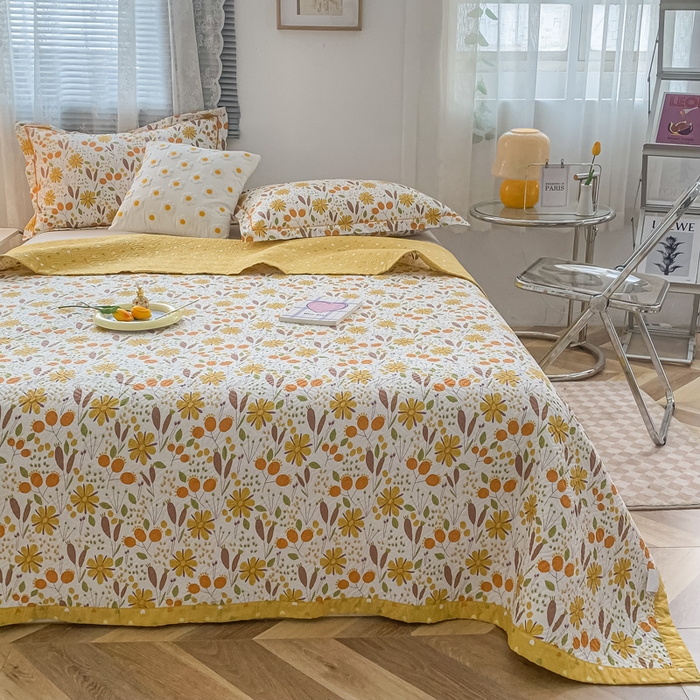 91家纺网 家纺一手货源 找家纺 沐纯家居2022新款AB版40S水洗印花全棉13372床盖  花溪