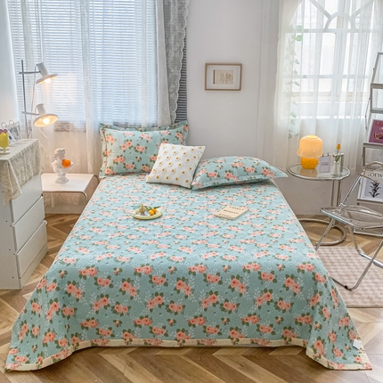 91家纺网 家纺一手货源 找家纺 沐纯家居2022新款AB版40S水洗印花全棉13372床盖  花海