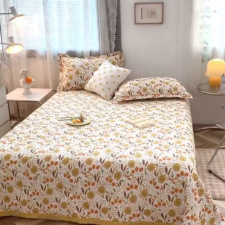 91家纺网 家纺一手货源 找家纺 沐纯家居2022新款AB版40S水洗印花全棉13372床盖  花溪