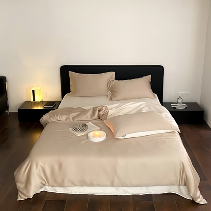 91家纺网 家纺一手货源 找家纺 （总）时亿2023新款兰精60天丝素色双拼四件套