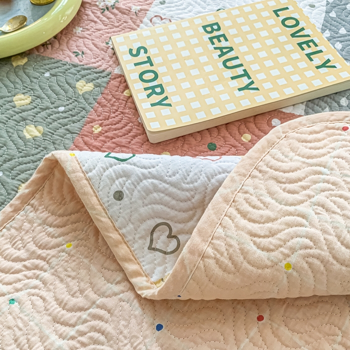 91家纺网 家纺一手货源 找家纺 沐纯家居 2023春夏新品40S全棉12868水洗印花床盖 浪漫方格