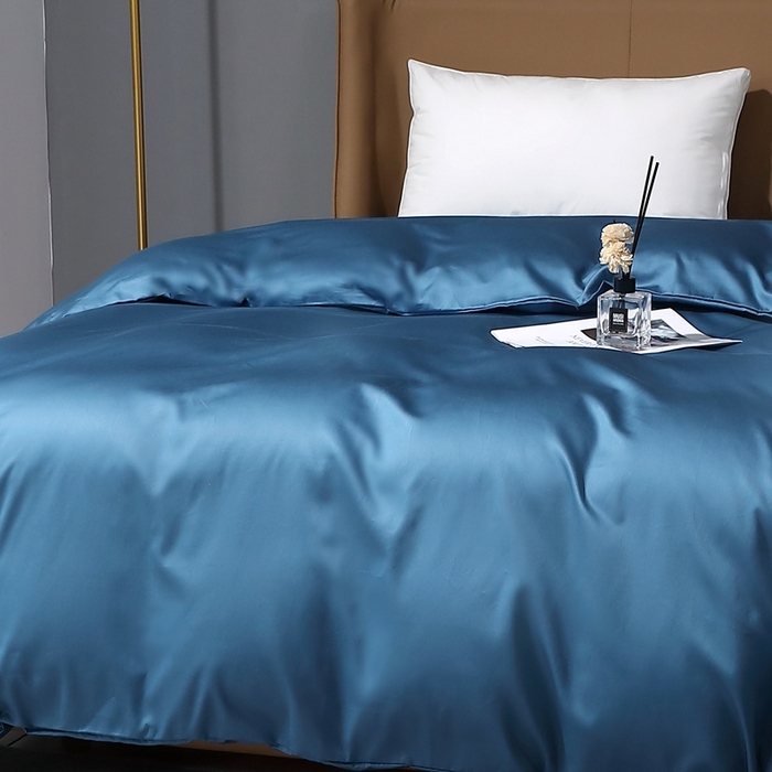 91家纺网 家纺一手货源 找家纺 晶缦家纺 2023新款纯棉50支双股贡缎长绒棉纯色单品被套 纯沐-宝石蓝