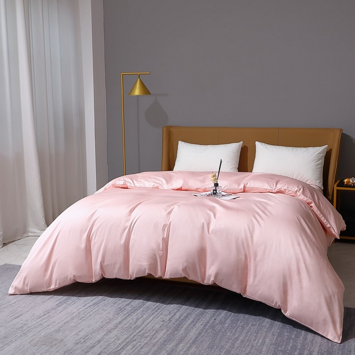 91家纺网 家纺一手货源 找家纺 晶缦家纺 2023新款纯棉50支双股贡缎长绒棉纯色单品被套 纯沐-浅粉玉