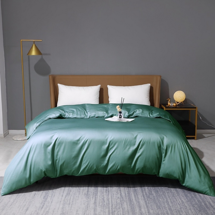 91家纺网 家纺一手货源 找家纺 晶缦家纺 2023新款纯棉50支双股贡缎长绒棉纯色单品被套 纯沐-橄榄绿