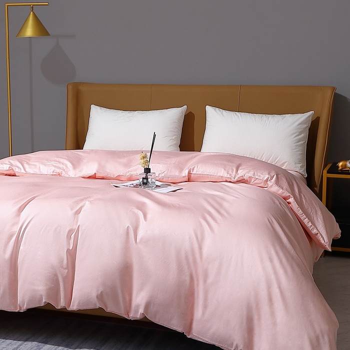 91家纺网 家纺一手货源 找家纺 晶缦家纺 2023新款纯棉50支双股贡缎长绒棉纯色单品被套 纯沐-浅粉玉