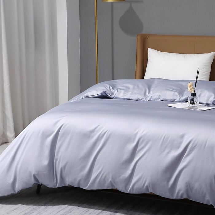 91家纺网 家纺一手货源 找家纺 晶缦家纺 2023新款纯棉50支双股贡缎长绒棉纯色单品被套 纯沐-绫兰灰