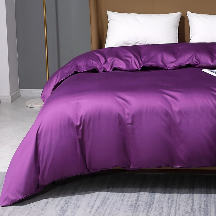 91家纺网 家纺一手货源 找家纺 晶缦家纺 2023新款纯棉50支双股贡缎长绒棉纯色单品被套 纯沐-罗兰紫