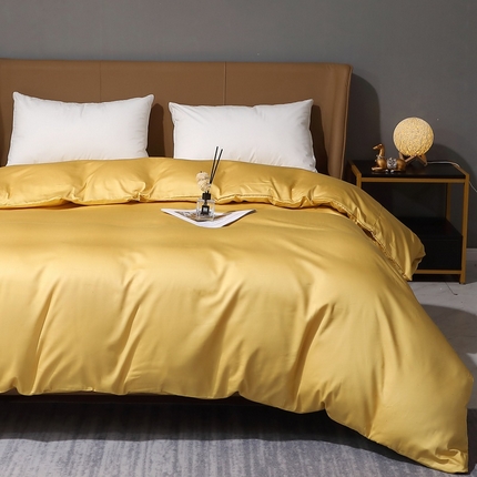 晶缦家纺 2023新款纯棉50支双股贡缎长绒棉纯色单品被套 纯沐-玉米黄