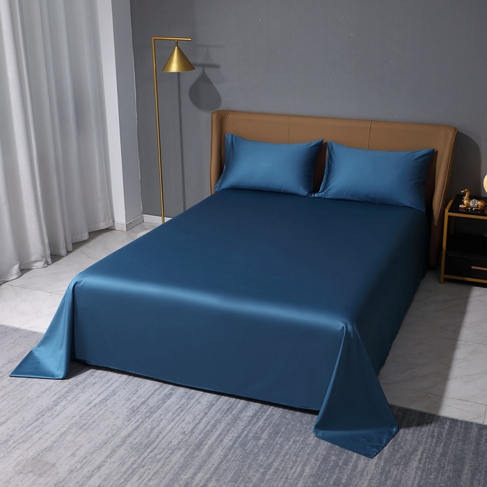 91家纺网 家纺一手货源 找家纺 总晶缦家纺2023新款纯棉50支双股贡缎长绒棉纯色单品床单