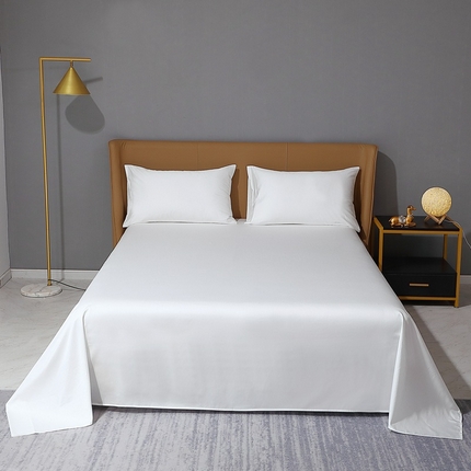 91家纺网 家纺一手货源 找家纺 总晶缦家纺2023新款纯棉50支双股贡缎长绒棉纯色单品床单