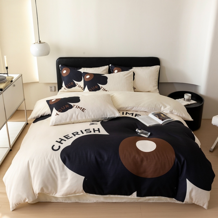 91家纺网 家纺一手货源 找家纺 （总）摩卡2024新款真丝棉数码印花四件套