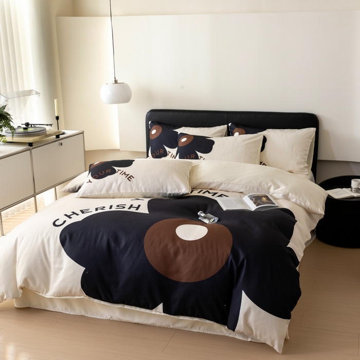 91家纺网 家纺一手货源 找家纺 （总）摩卡2024新款真丝棉数码印花四件套