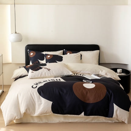 91家纺网 家纺一手货源 找家纺 （总）摩卡2024新款真丝棉数码印花四件套