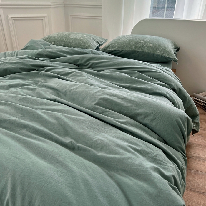 91家纺网 家纺一手货源 找家纺 总 安莱生活2023新款全棉色织水洗棉宽边拼角蝴蝶结款四件套-缤纷花研