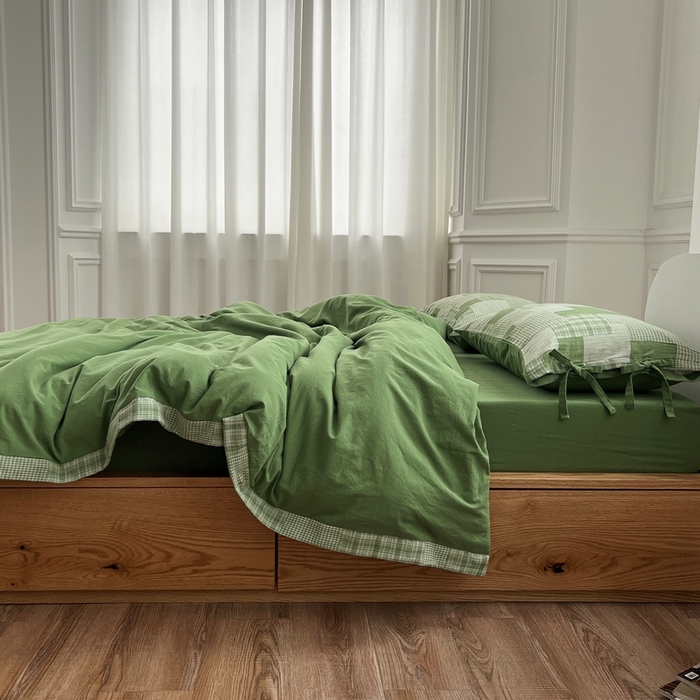 91家纺网 家纺一手货源 找家纺 总 安莱生活2023简约拼布田园拼边四件套图1